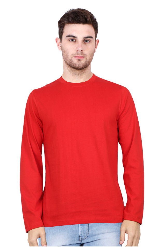 RED FULL SLEEVE PLAIN T-SHIRT