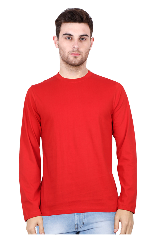 RED FULL SLEEVE PLAIN T-SHIRT