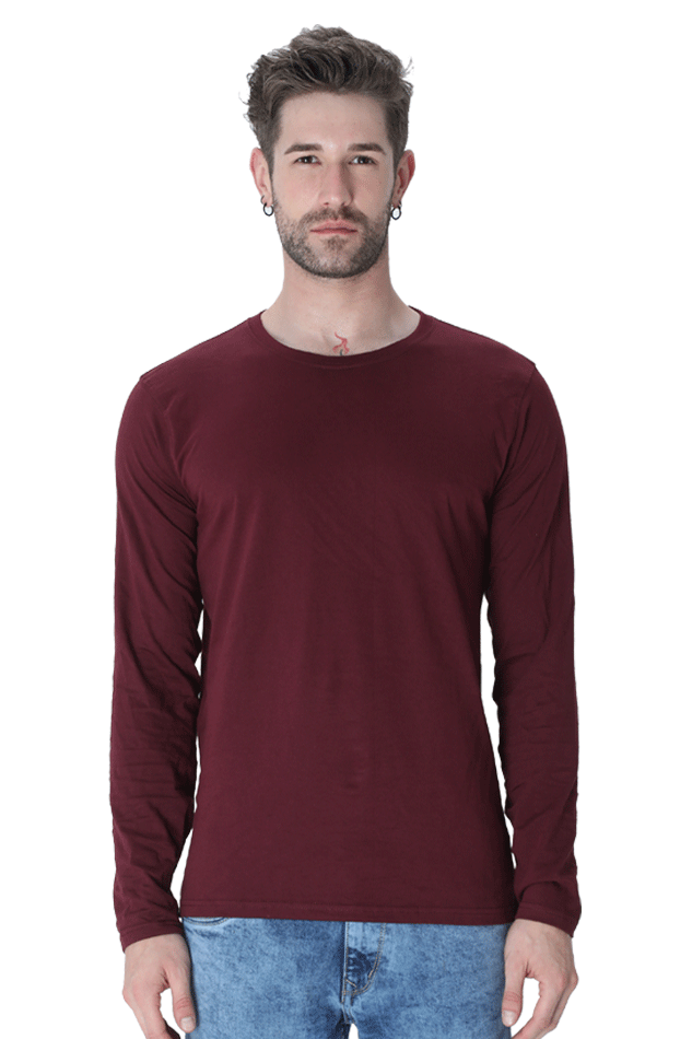 MAROON FULL SLEEVE PLAIN T-SHIRT