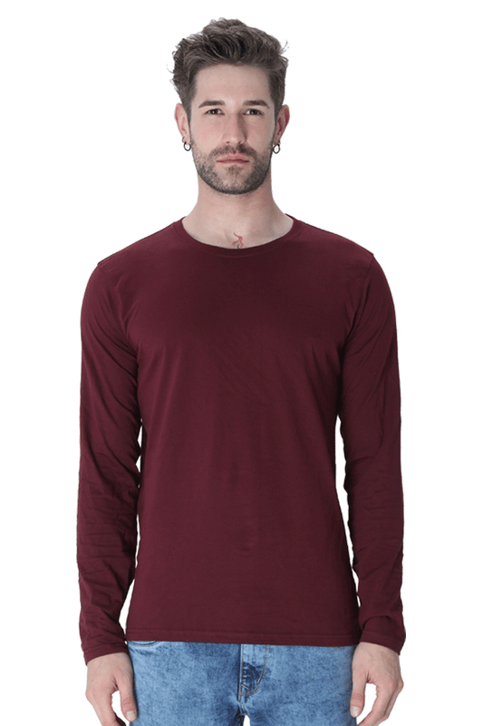 MAROON FULL SLEEVE PLAIN T-SHIRT