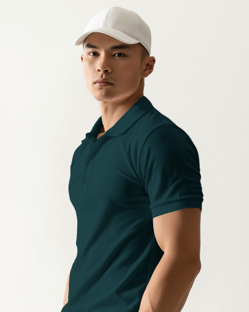 PETROL BLUE POLO T-SHIRT