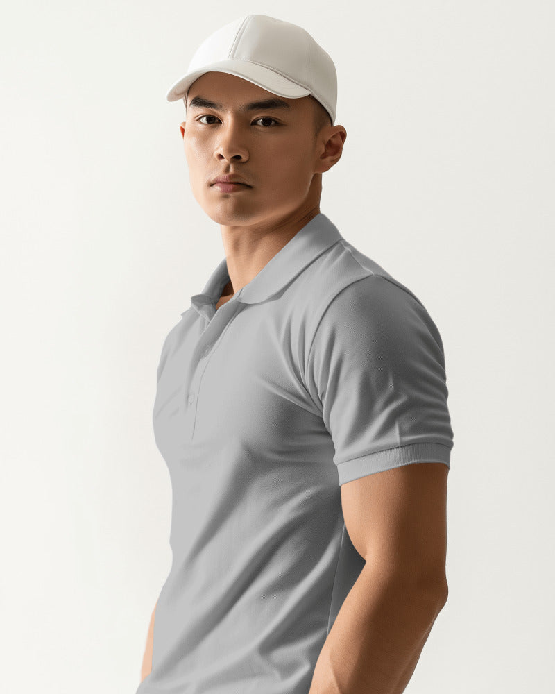 GREY MELANGE  POLO T-SHIRT