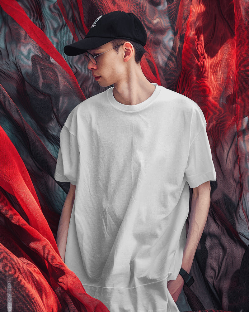 WHITE PLAIN FRENCH TERRY 280 GSM OVERSIZED TSHIRT