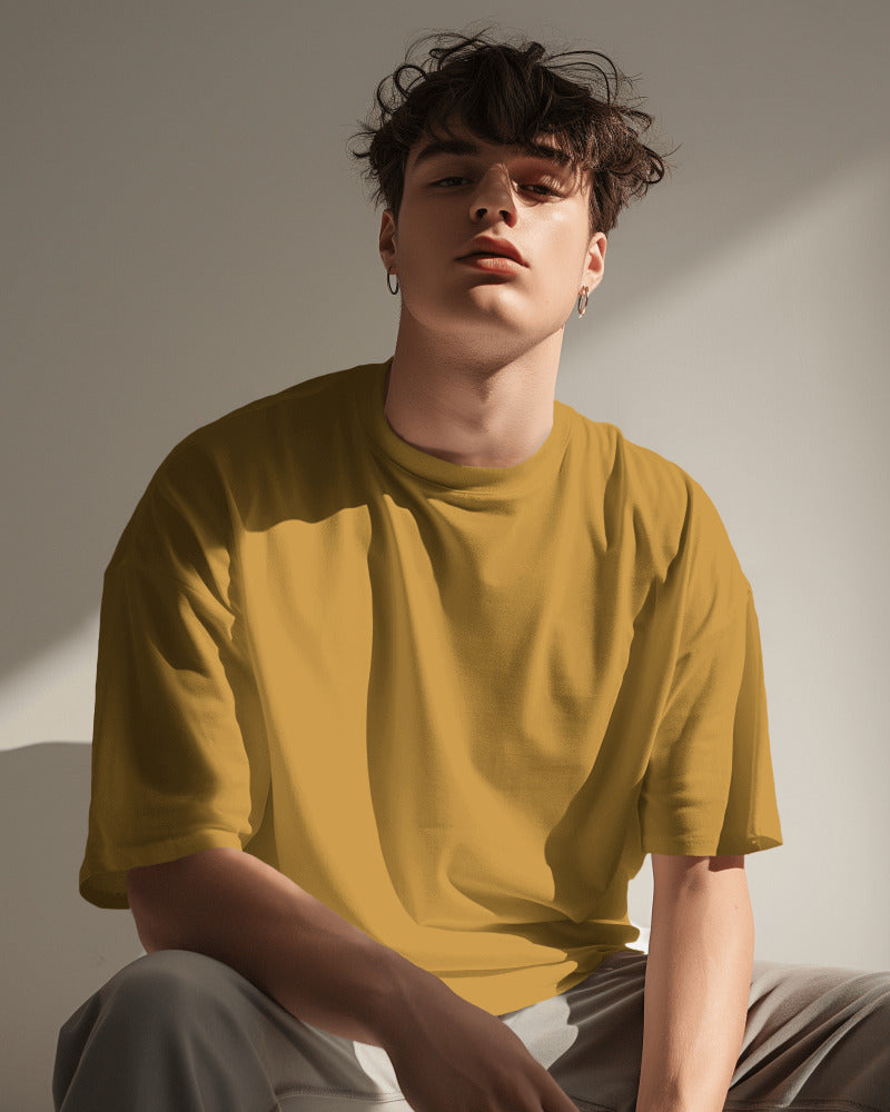 MUSTARD YELLOW - 240 GSM COTTON PLAIN TSHIRT