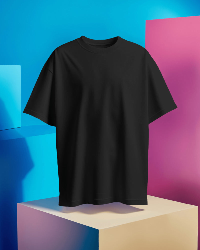 BLACK PLAIN FRENCH TERRY 280 GSM OVERSIZED TSHIRT