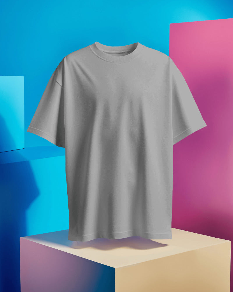 GREY MELANGE- 240 GSM COTTON PLAIN TSHIRT