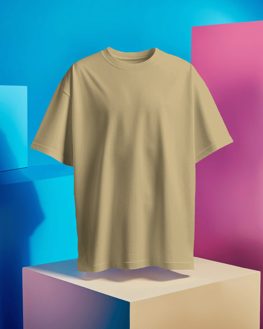 BEIGE - 180 GSM COTTON PLAIN TSHIRT